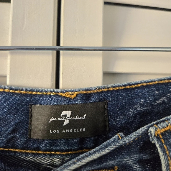 7 For All Mankind Blue Easy Straight Distressed Denim Jeans Size 28 - Picture 6 of 14